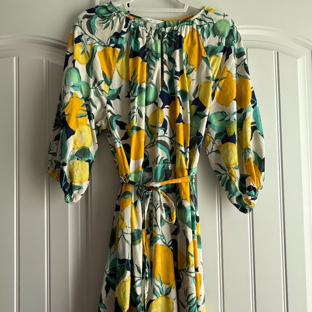 H&M Vibrant Citron Cotton Mini Dress – Size Medium